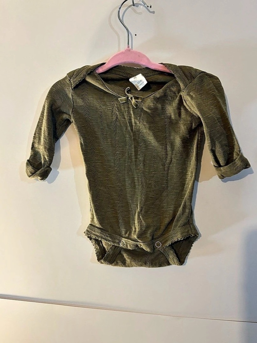 Kate Quinn Long Sleeve Pointelle Bodysuit Green Baby 03M